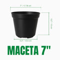 Maceta 7 pulgadas de material recuperado: boca 17.78 cm, base 13.5 cm, altura 13 cm